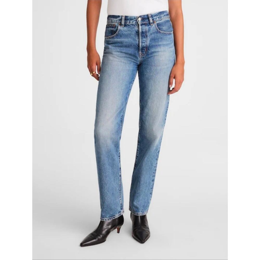 NWT Madewell Button-Fly Longline Straight Jeans Size 33P